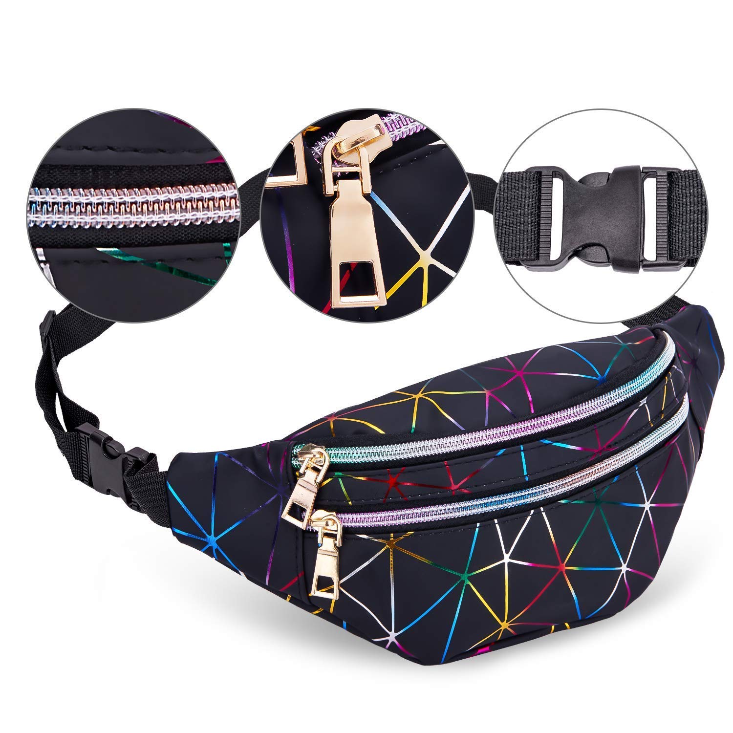 SANNIDHI  Waist Bag Ladies Outdoor Summer Sports Lightweight Waist Bag (Black) SANNIDHI  Waist Bag Ladies Outdoor Summer Sports Lightweight Waist Bag (Black)